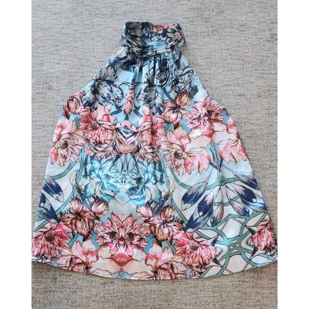 Elie Tahari Women's M Black Floral Sleeveless Top Blouse